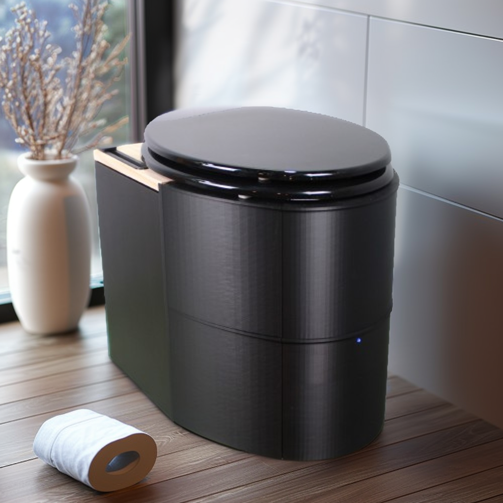 MoLoo I - Composting/DryToilet w/compost agitator, urine sensor, Triple+ odor protections, fan, closable waste lid, self-sealing canister, urine diverter