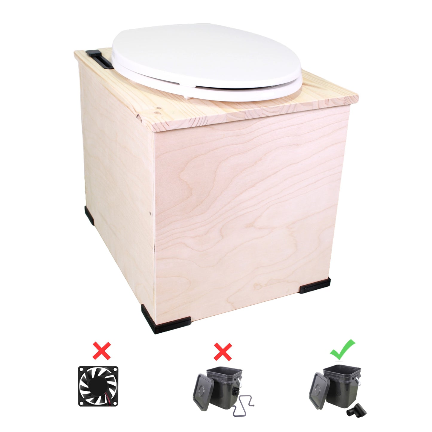 MoLoo II (White) - Composting/DryToilet, Triple+ odor protections, urine diverter, closable waste lid, fan, self-sealing canister