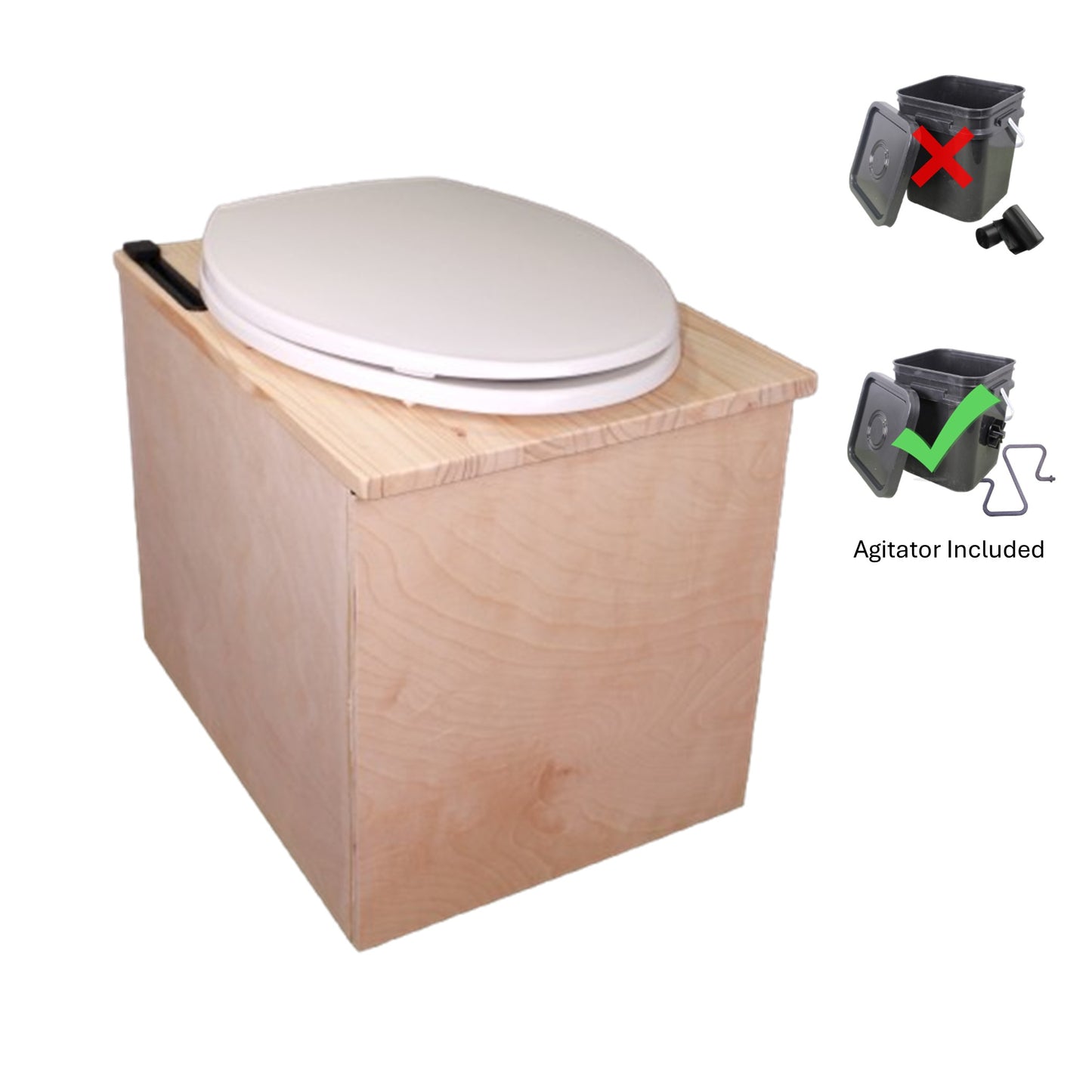 MoLoo II (White) - Composting/DryToilet, Triple+ odor protections, urine diverter, closable waste lid, fan, self-sealing canister