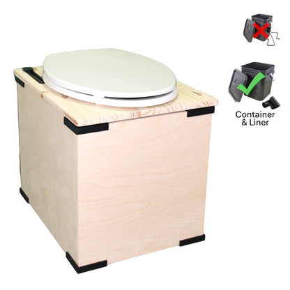 MoLoo II (White) - Composting/DryToilet, Triple+ odor protections, urine diverter, closable waste lid, fan, self-sealing canister