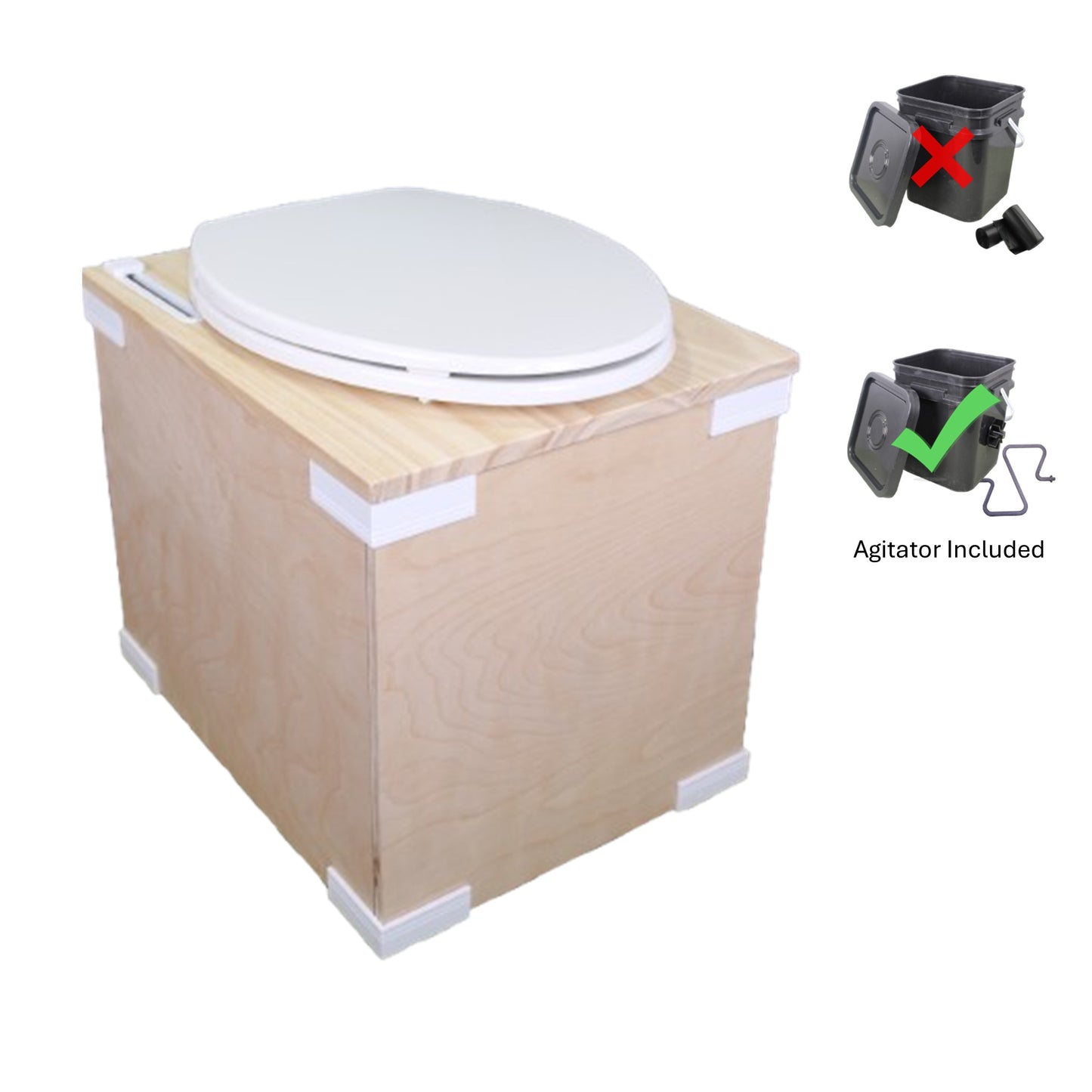 MoLoo II (White) - Composting/DryToilet, Triple+ odor protections, urine diverter, closable waste lid, fan, self-sealing canister