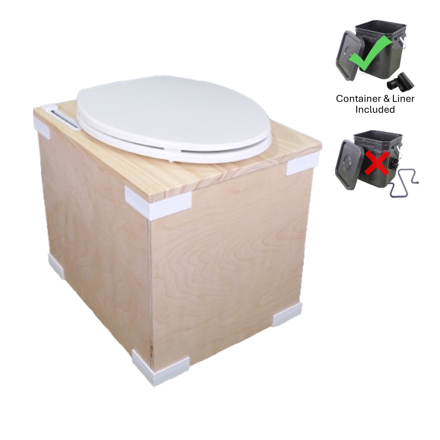 MoLoo II (White) - Composting/DryToilet, Triple+ odor protections, urine diverter, closable waste lid, fan, self-sealing canister