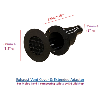 Vent Cover and Hose Extension Attachment for Toilet Exhaust (great for cabin and camper vehicle application)