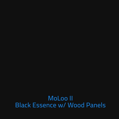 MoLoo II (Black Essence + Decorative Wood Panels) - Composting/DryToilet, Triple+ odor protections, urine diverter, closable waste lid, extracting fan, self-sealing canister